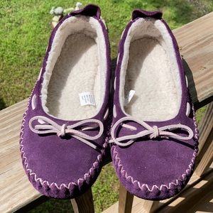 LL BEAN vintage purple moccasin slipper shoes